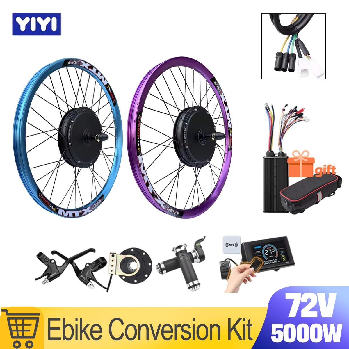 5000W Hub Motor Kit 72V - 新型MTX39 72V 5000W電動自転車変換キット モーターホイール ブラシレスギアレスハブモーター マウンテンバイクパーツ