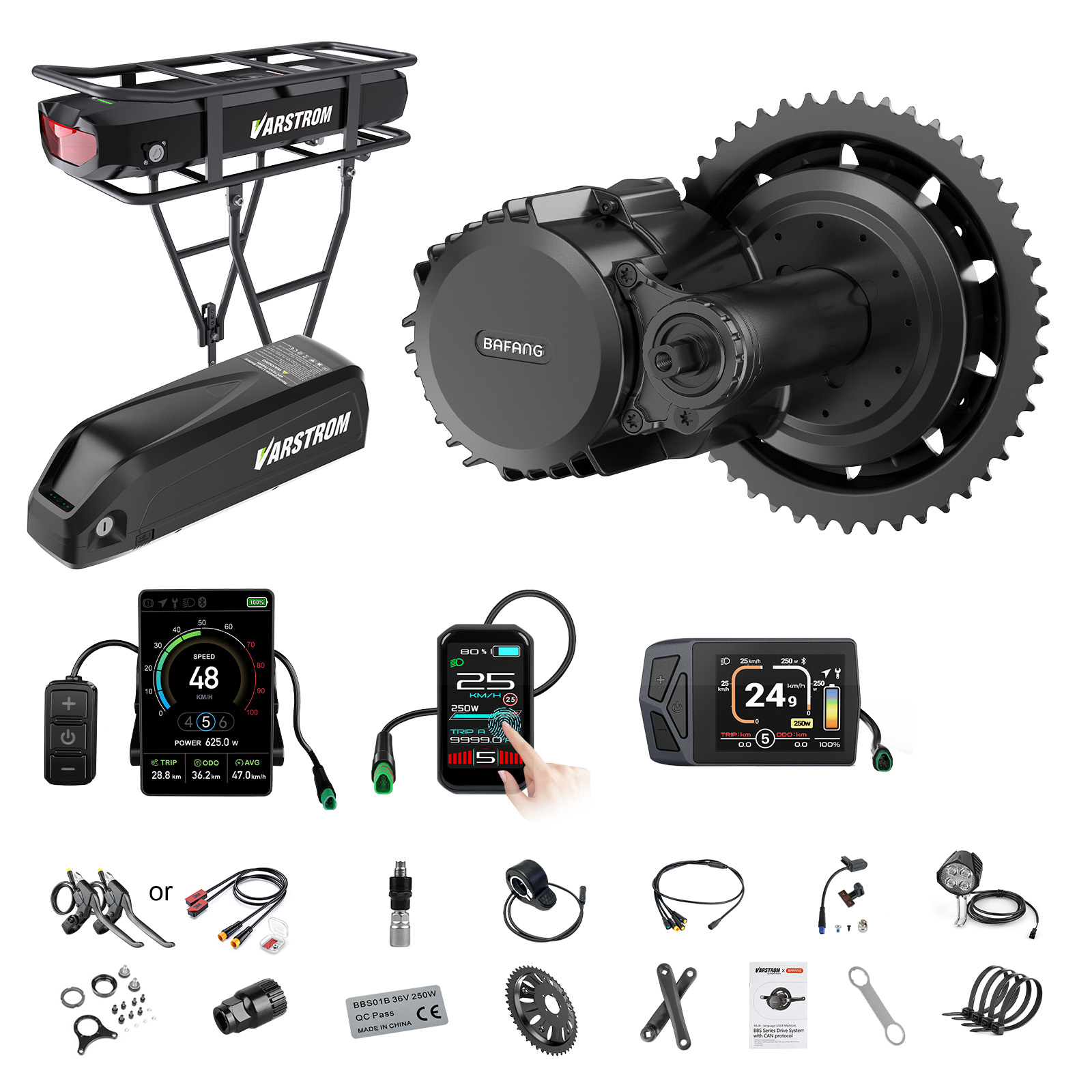 Torque Sensor Mid Drive Motor Kit - 【米国発送】Bafangモーター 750W 48V ミッドドライブモーターキット BBS02B 500W