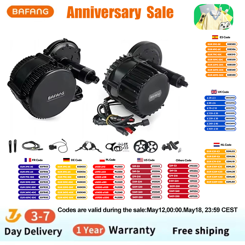 Mid Drive Conversion Kit 1000W - Bafang-電動自転車電動キット,ボトムブラケットのモーター,ブラシレスモーター,1000W, 52V, 48V, 68mm, 100mm, 120mm