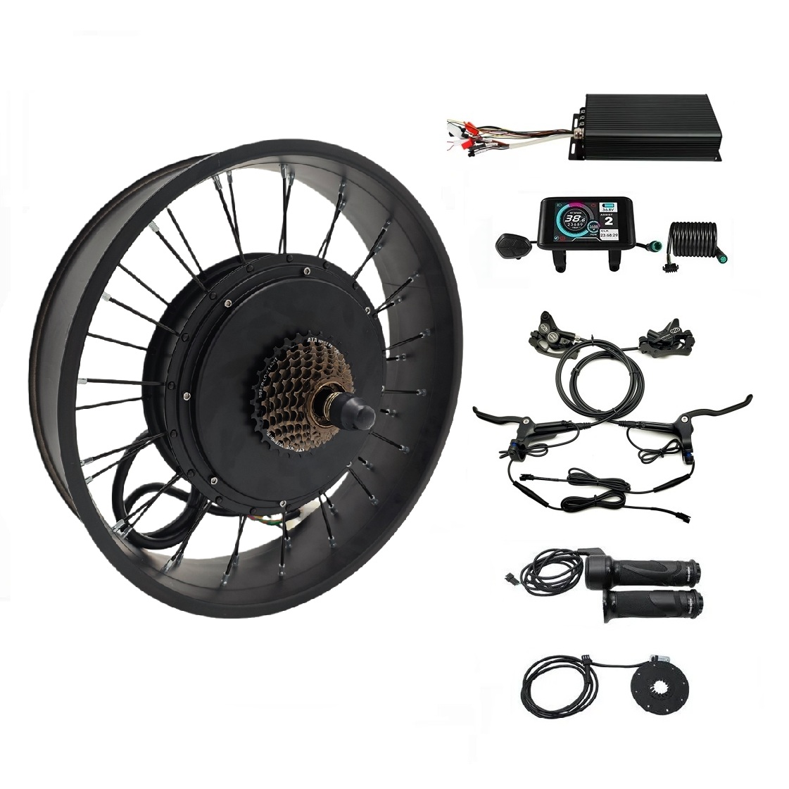 5000W Hub Motor Kit 72V - 48V-72V 100A 5000W 電動自転車ファットタイヤ変換キット 20/24/26x4.0インチ コントロールシステム