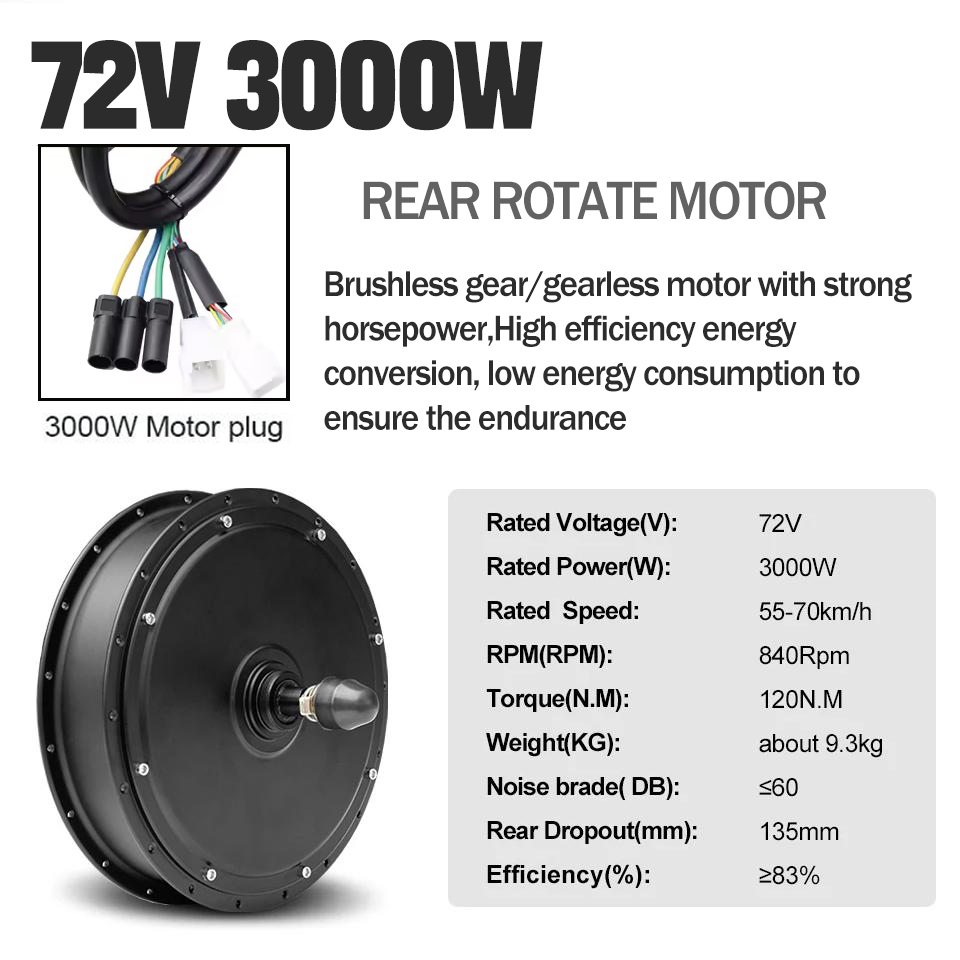 新型アップグレード電動自転車変換キットMTX39電動自転車モ - 5000W Hub Motor Kit 72V のレビューと価格