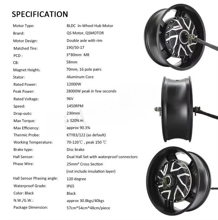 QSMOTOR 17X6.0インチ 273 12000W V - 12000W Electric Motorcycle Hub Motor のレビューと価格