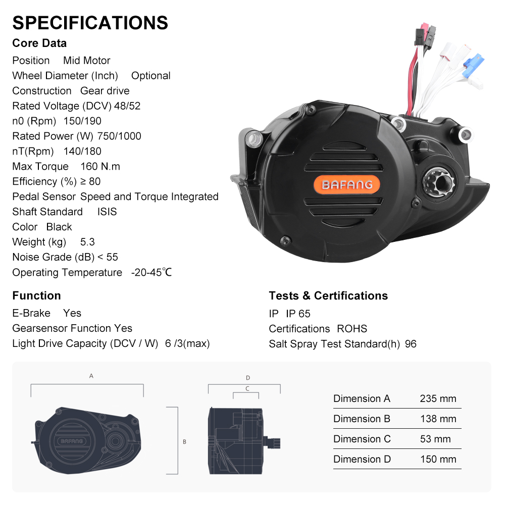 Bafang M620 G510 48V 52V 1000W - Mid Drive Conversion Kit 1000W のレビューと価格