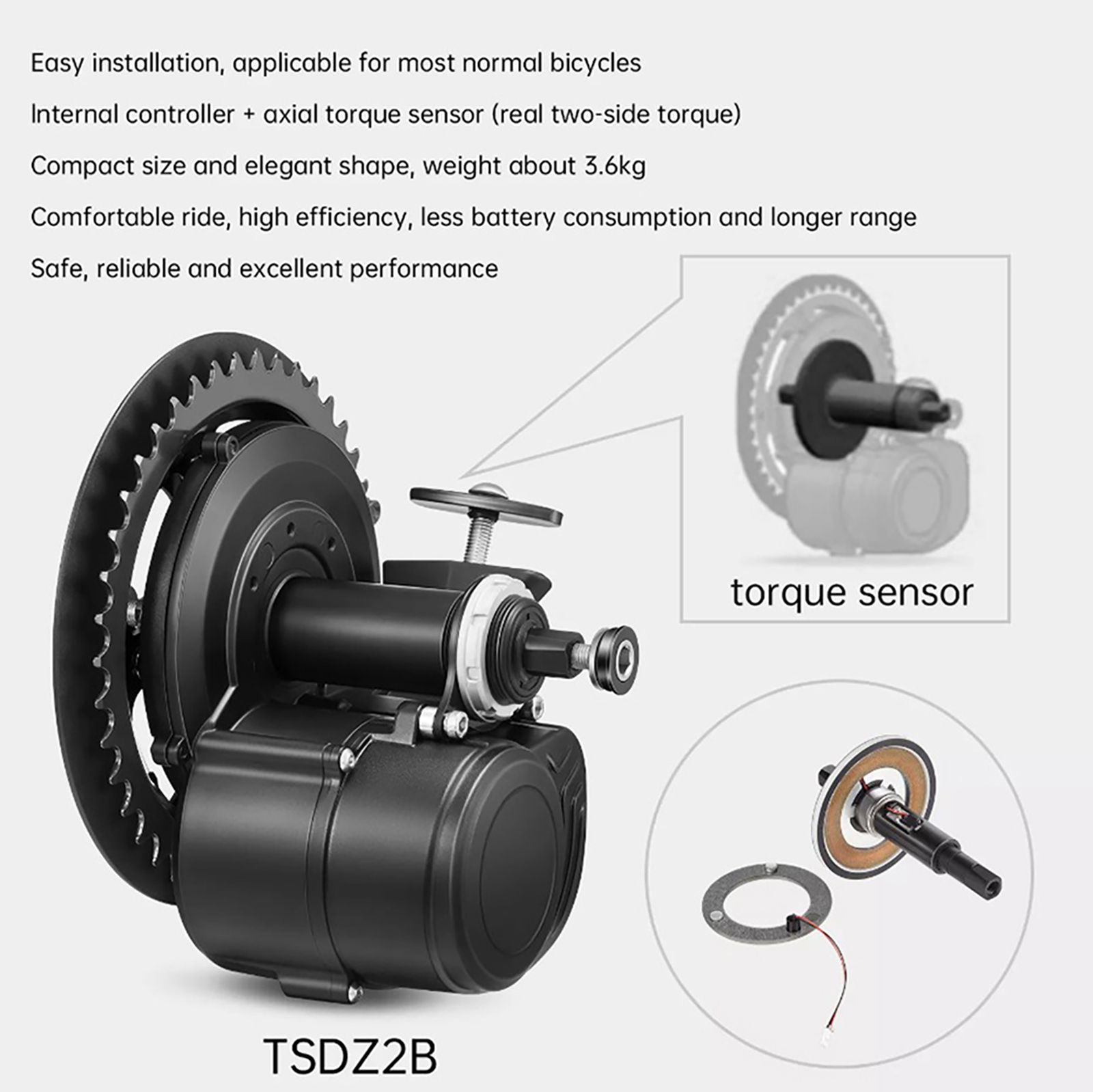 Tongsheng-電動自転車用の高速トルクセンサー,変換キ - Torque Sensor Mid Drive Motor Kit のレビューと価格